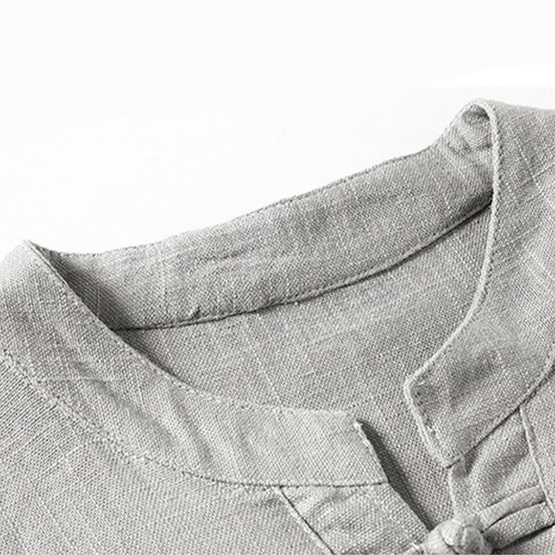 Tactile Linen Notched Neck Mindful Meditation Shirt