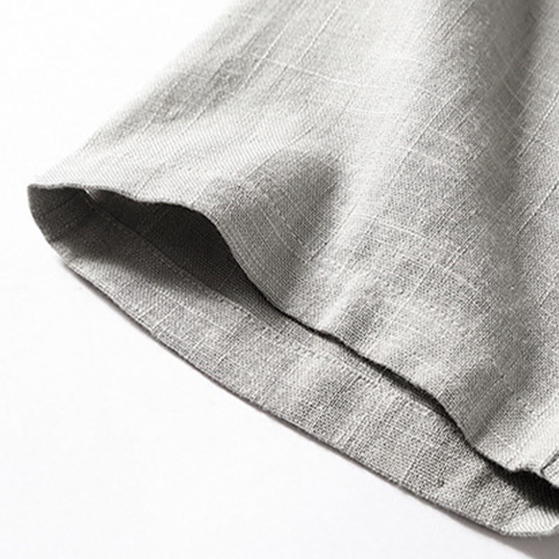 Tactile Linen Notched Neck Mindful Meditation Shirt