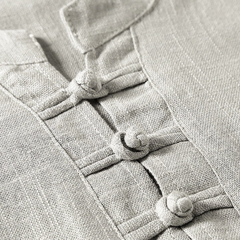 Tactile Linen Notched Neck Mindful Meditation Shirt