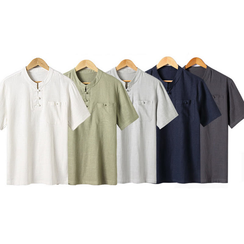 Tactile Linen Notched Neck Mindful Meditation Shirt
