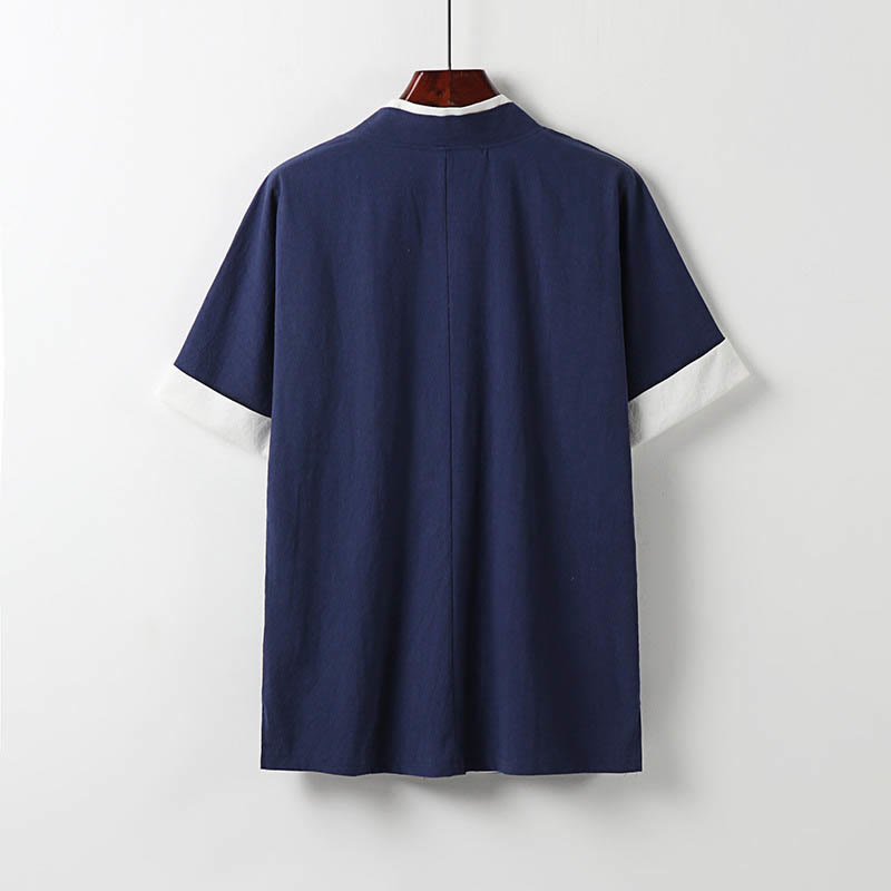Structured Cotton Frog-Button Meditation Shirt