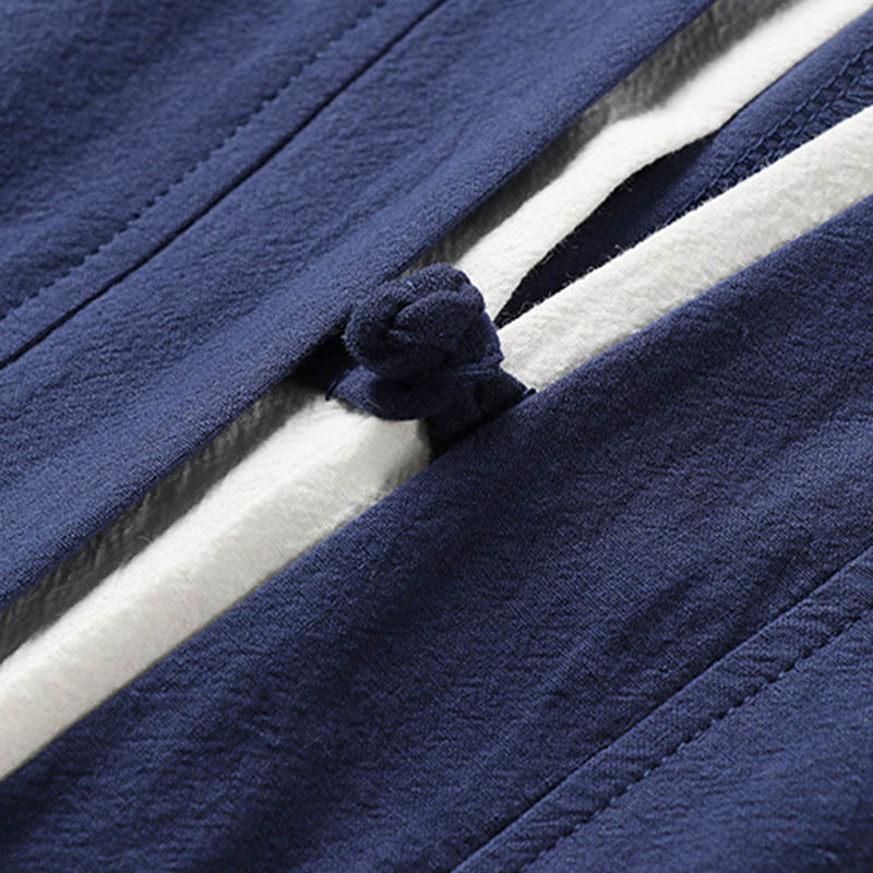 Structured Cotton Frog-Button Meditation Shirt