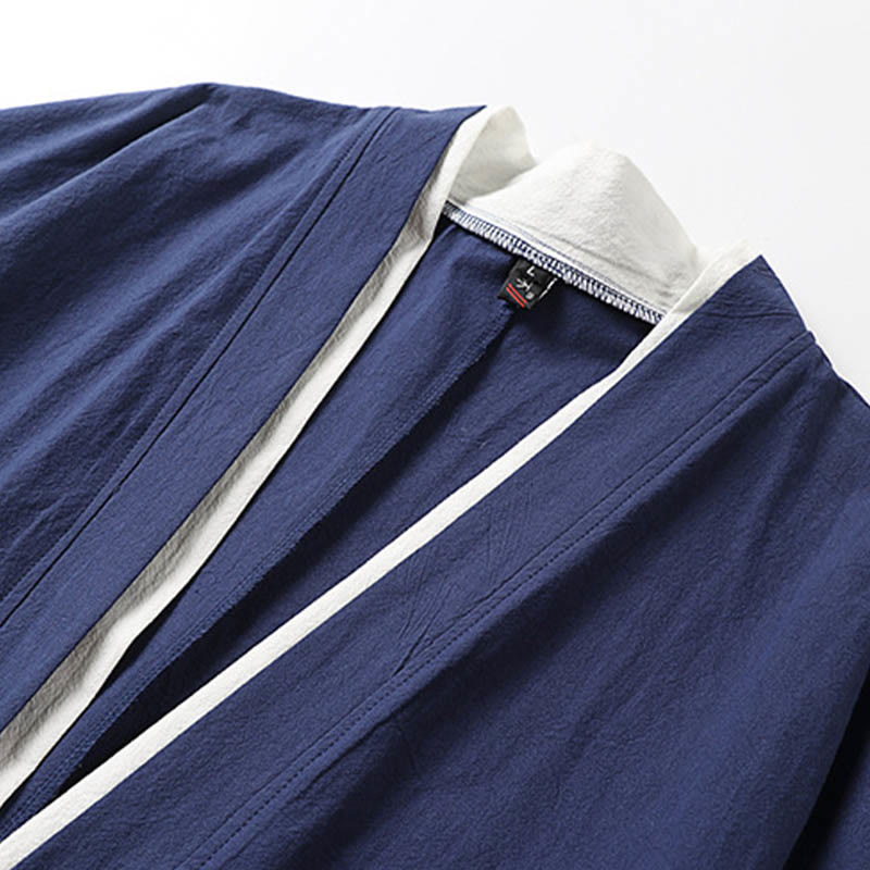 Structured Cotton Frog-Button Meditation Shirt