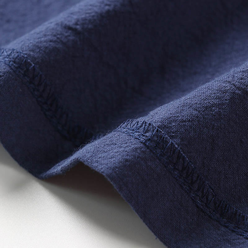 Structured Cotton Frog-Button Meditation Shirt