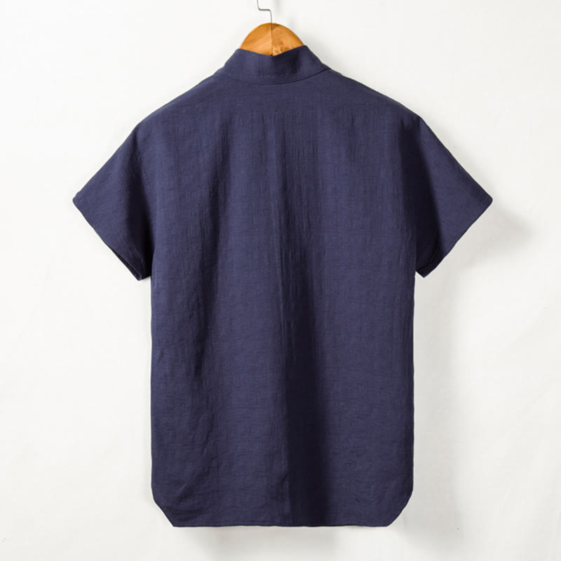 Breathable Cotton Linen V-Neck Grounding Cardigan Shirt