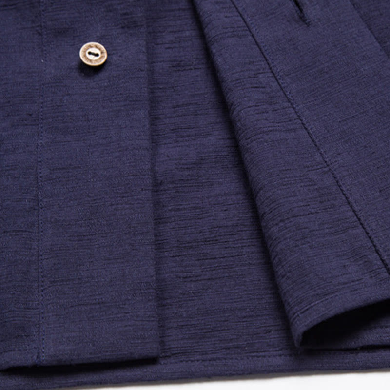 Breathable Cotton Linen V-Neck Grounding Cardigan Shirt