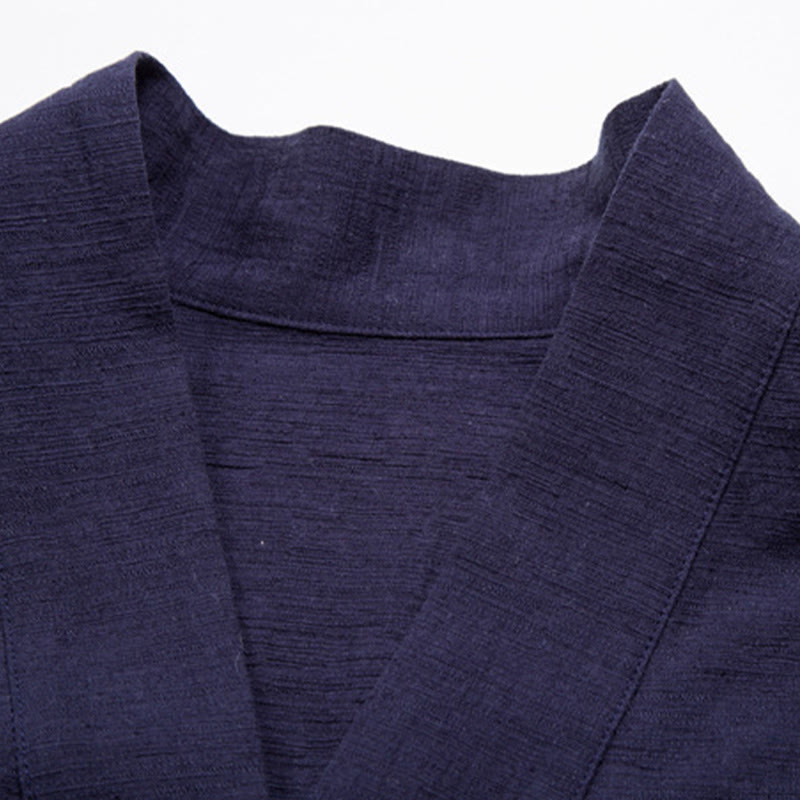 Breathable Cotton Linen V-Neck Grounding Cardigan Shirt