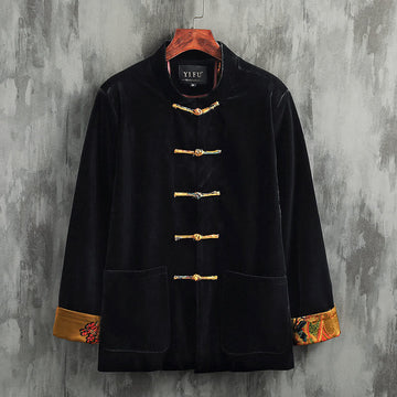 Tang Suit Frog-button Round Neck Cotton Men's Jacket Shirt Clothing