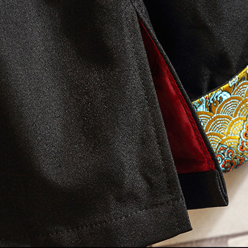 Embroider Dragon Phoenix Casual Frog-button Cotton Men's Jacket Shirt Clothing