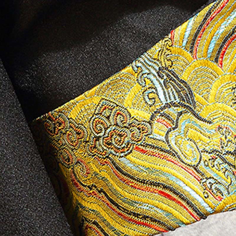 Embroider Dragon Phoenix Casual Frog-button Cotton Men's Jacket Shirt Clothing