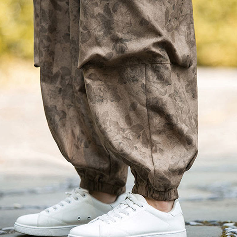 Textured Cotton Corduroy Floral Mindful Meditation Jogger Pants
