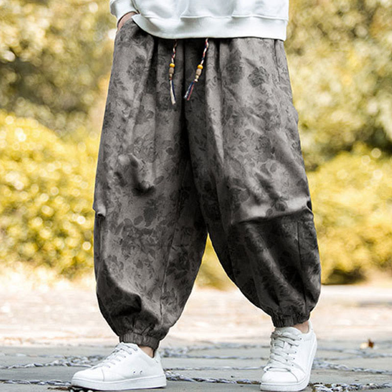 Textured Cotton Corduroy Floral Mindful Meditation Jogger Pants