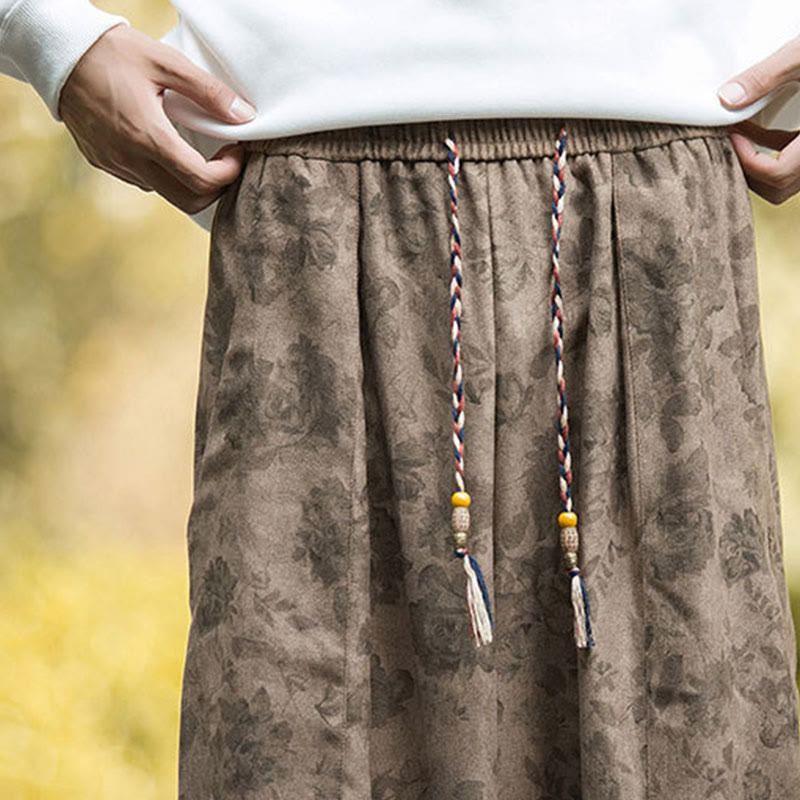 Textured Cotton Corduroy Floral Mindful Meditation Jogger Pants