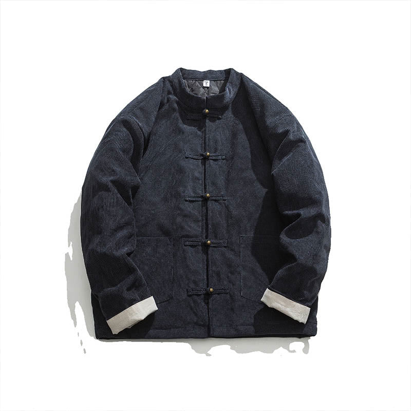 Solid Color Frog-button Cotton Men's Jacket Shirt Clothing