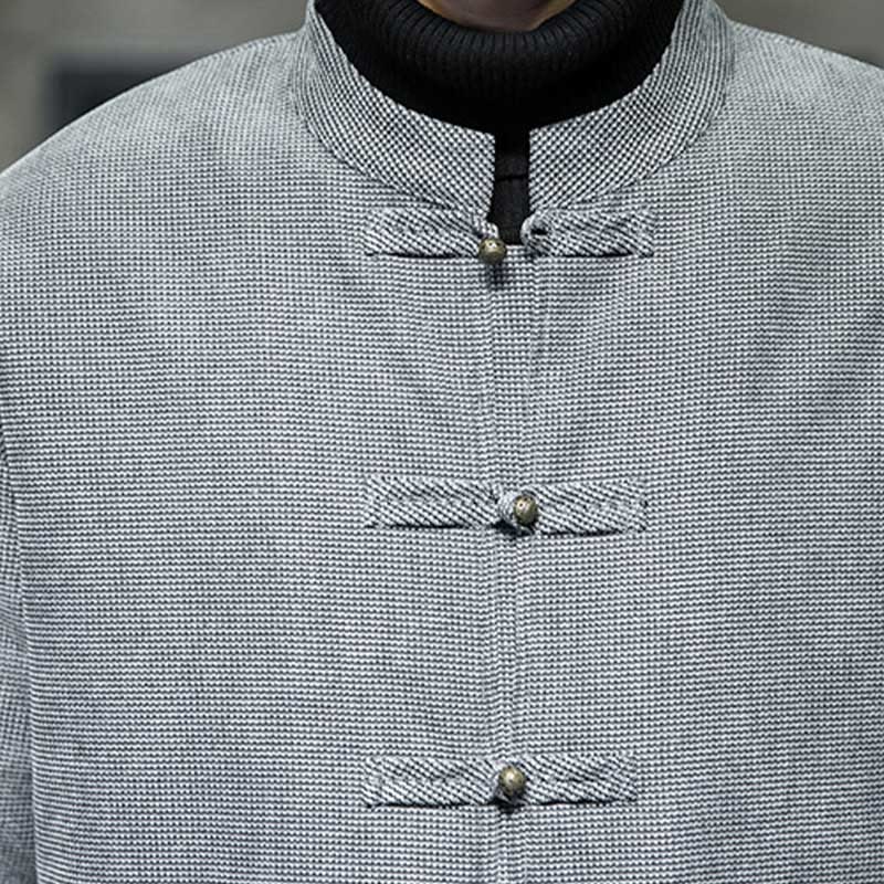 Solid Color Frog-button Cotton Men's Jacket Shirt Clothing