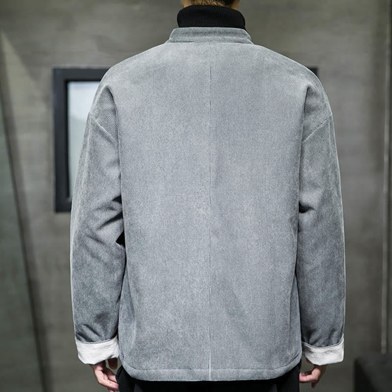 Solid Color Frog-button Cotton Men's Jacket Shirt Clothing