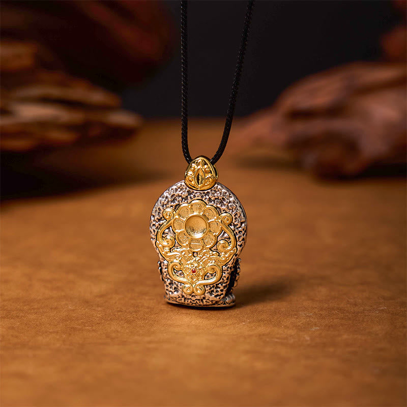 Tibetan Avalokitesvara Dzi Bead Pattern Copper Purity Healing Necklace Pendant