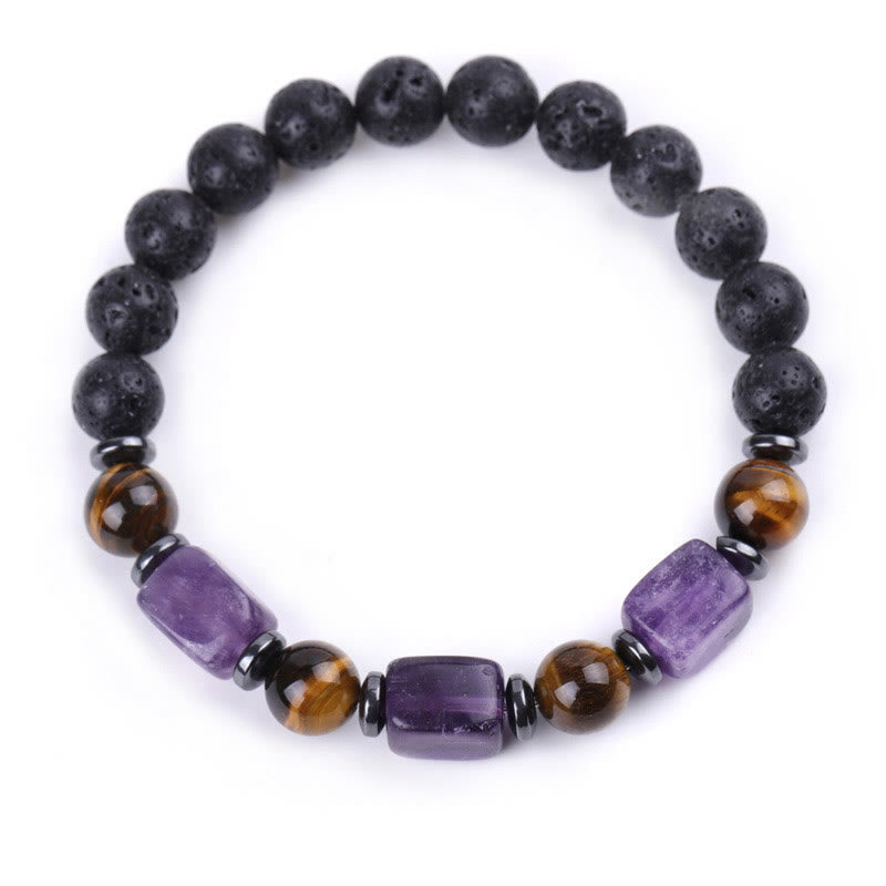 Various Crystals Lava Rock Calm Bracelet