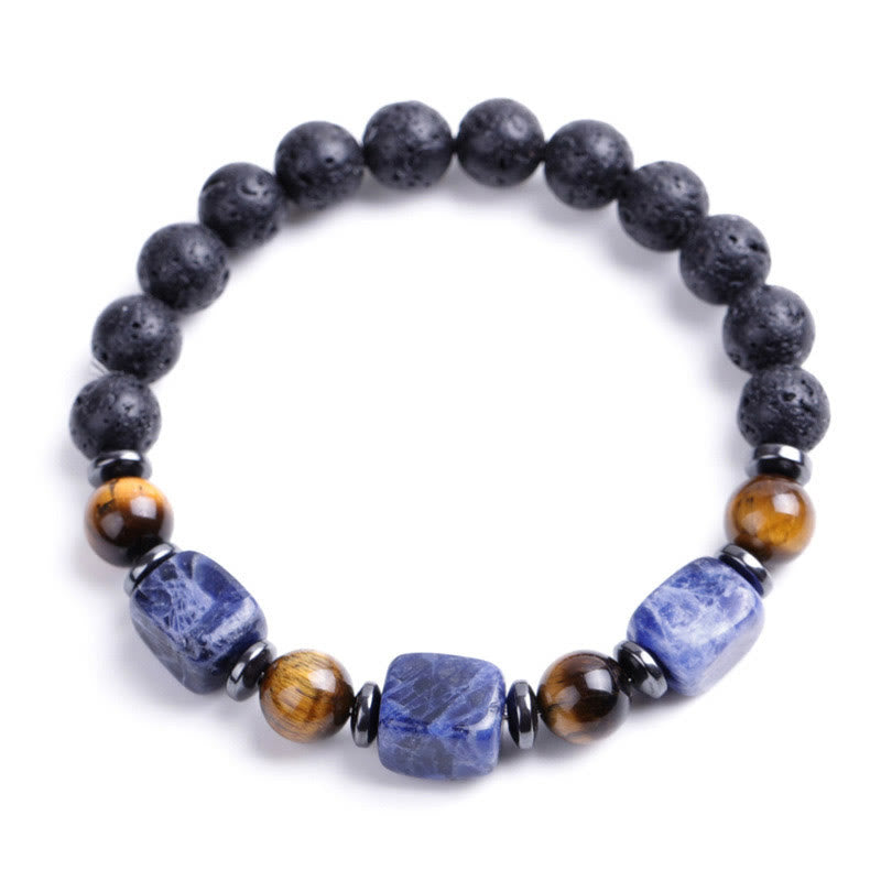 Various Crystals Lava Rock Calm Bracelet
