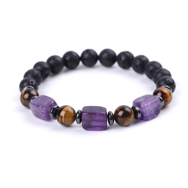 Various Crystals Lava Rock Calm Bracelet