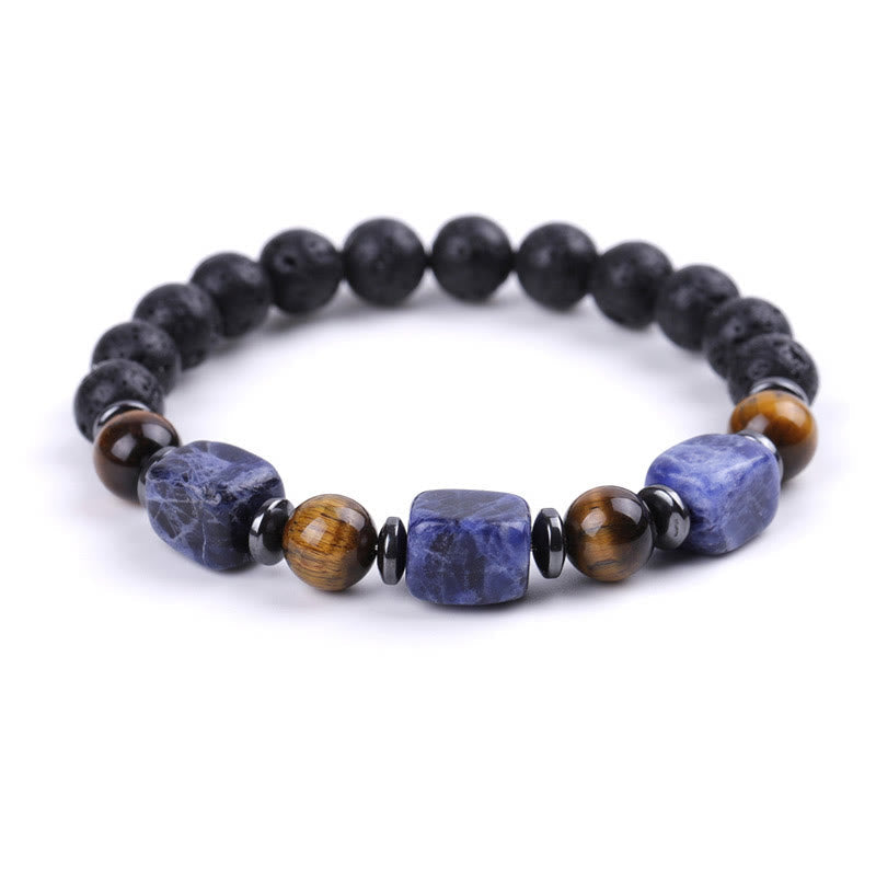 Various Crystals Lava Rock Calm Bracelet