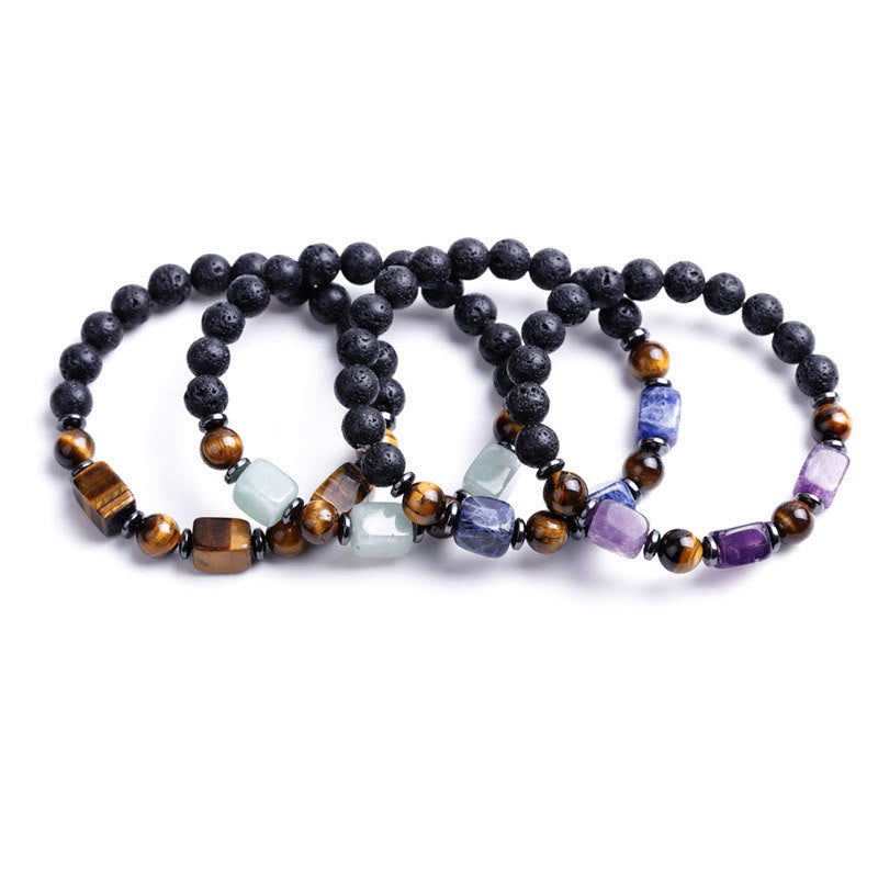 Various Crystals Lava Rock Calm Bracelet