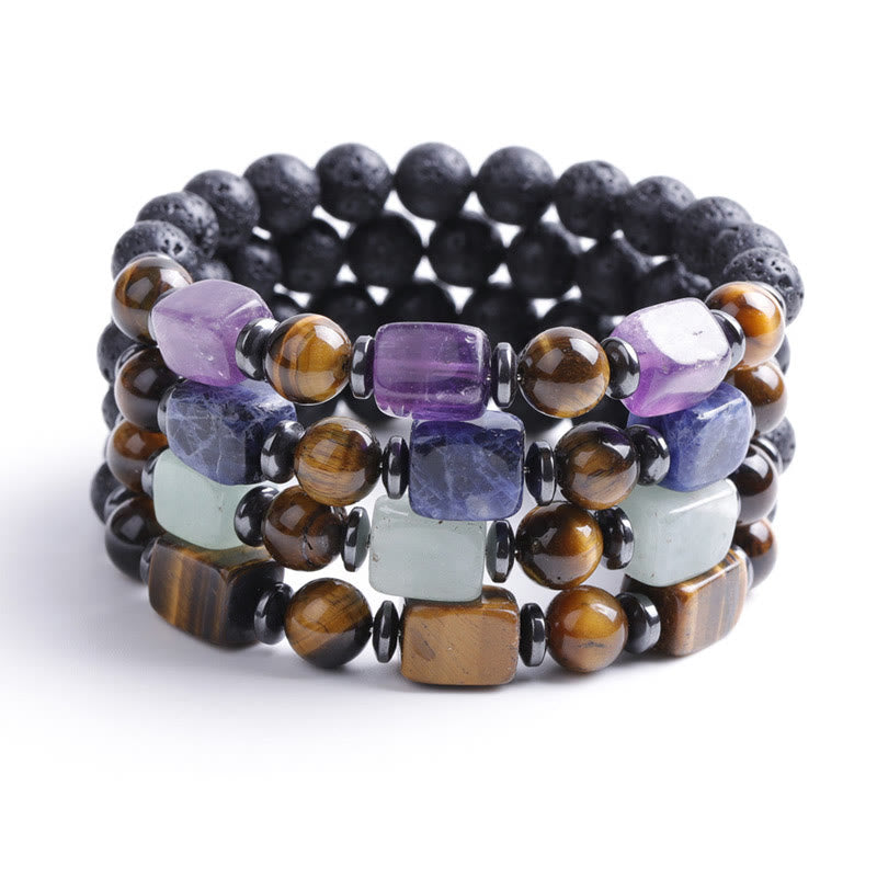 Various Crystals Lava Rock Calm Bracelet