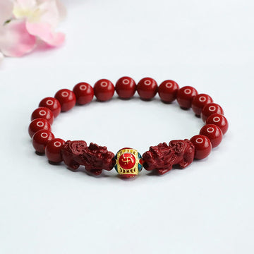 Cinnabar Double PIXIU Keep Away Evil Spirits Bracelet