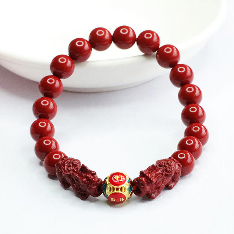 Cinnabar Double PIXIU Keep Away Evil Spirits Bracelet