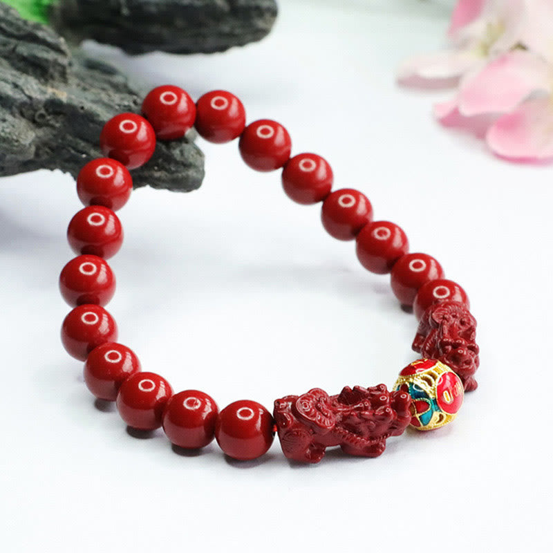 Cinnabar Double PIXIU Keep Away Evil Spirits Bracelet