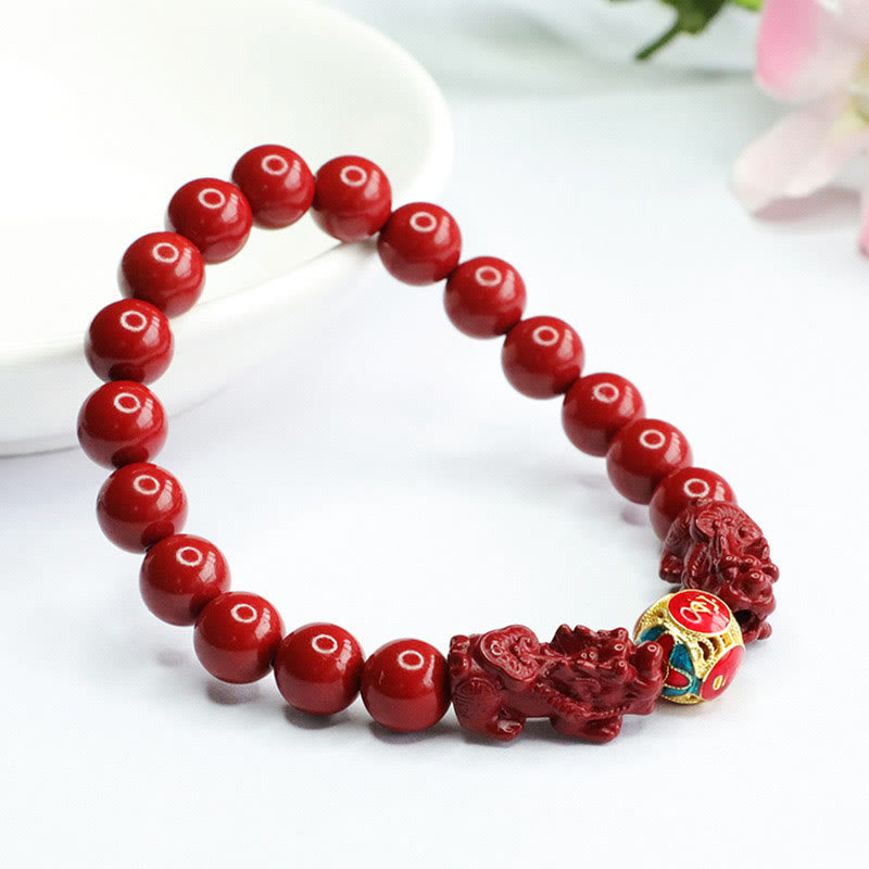 Cinnabar Double PIXIU Keep Away Evil Spirits Bracelet