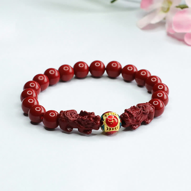 Cinnabar Double PIXIU Keep Away Evil Spirits Bracelet