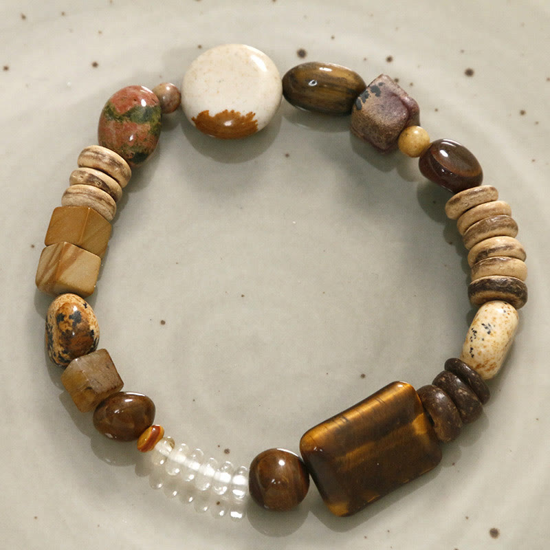 Coconut Shell Tiger Eye Courage Bracelet