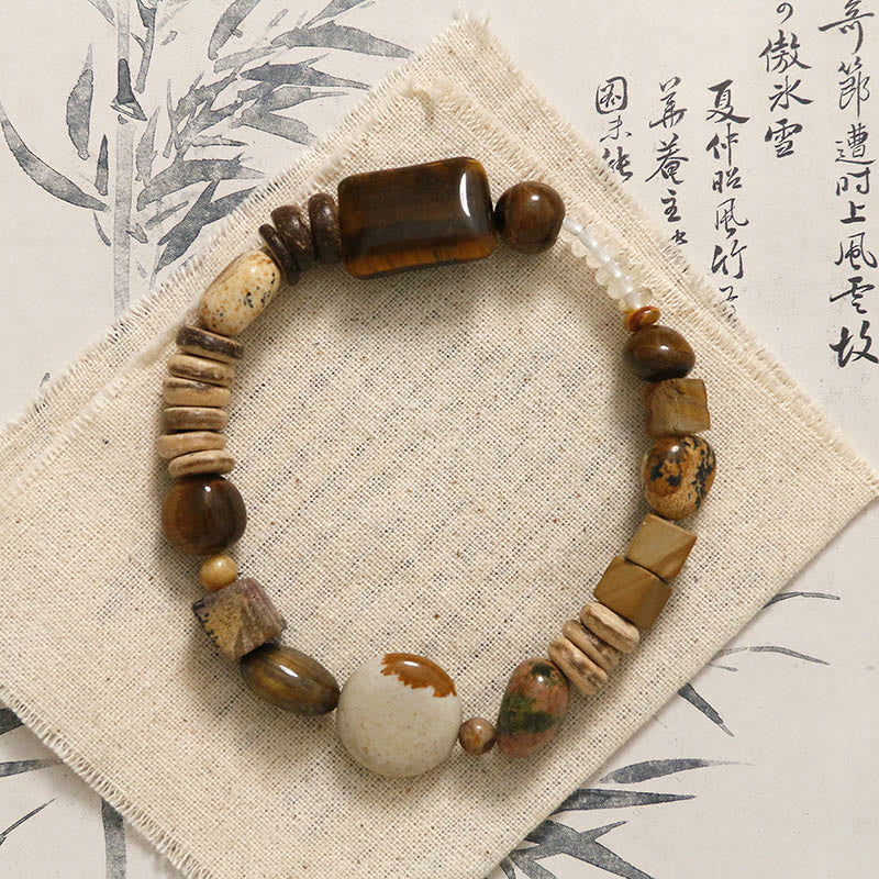Coconut Shell Tiger Eye Courage Bracelet