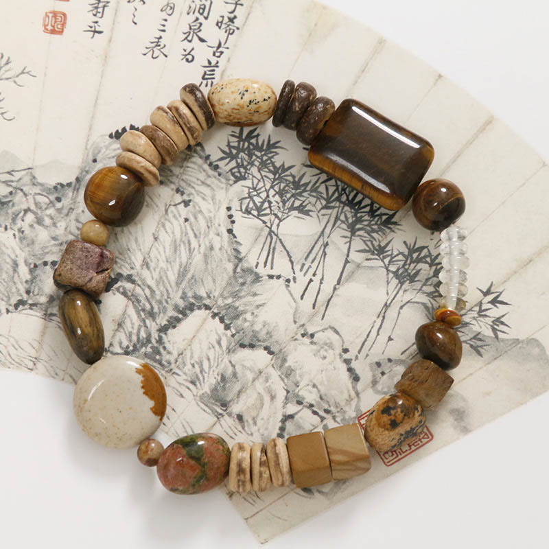 Coconut Shell Tiger Eye Courage Bracelet