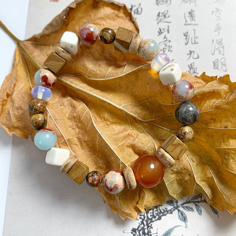 Multi-Mineral Red Agate Shoushan Stone White Turquoise Bead Bracelet – Grounding Energy Anchor
