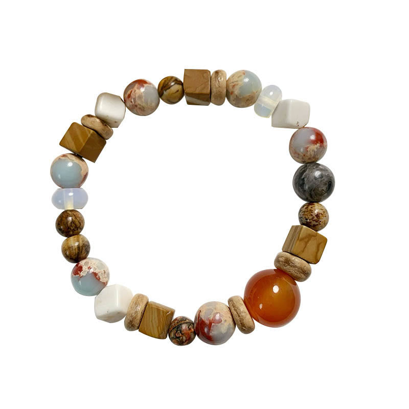 Multi-Mineral Red Agate Shoushan Stone White Turquoise Bead Bracelet – Grounding Energy Anchor