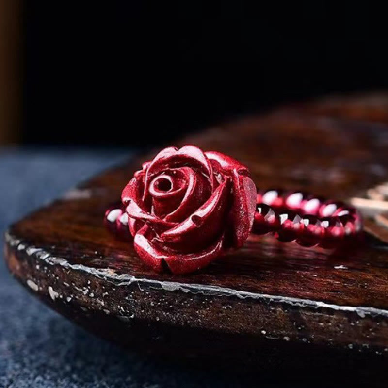 Cinnabar Rose Garnet Beads Concentration Ring