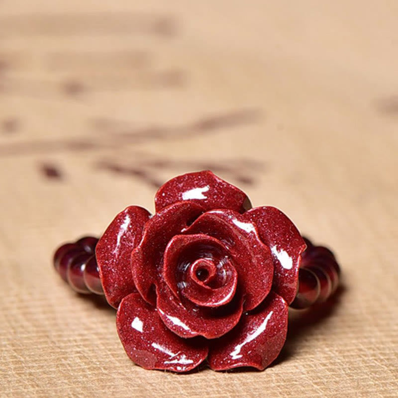 Cinnabar Rose Garnet Beads Concentration Ring