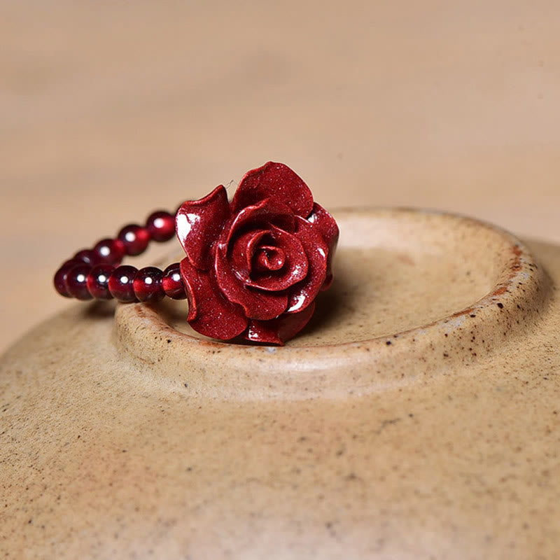Cinnabar Rose Garnet Beads Concentration Ring