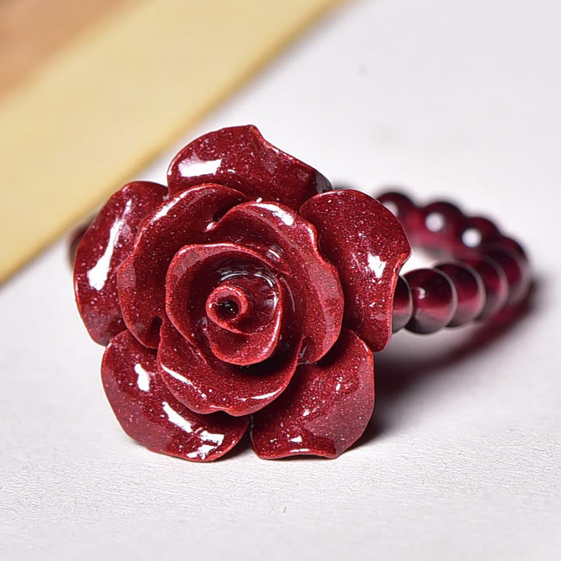 Cinnabar Rose Garnet Beads Concentration Ring