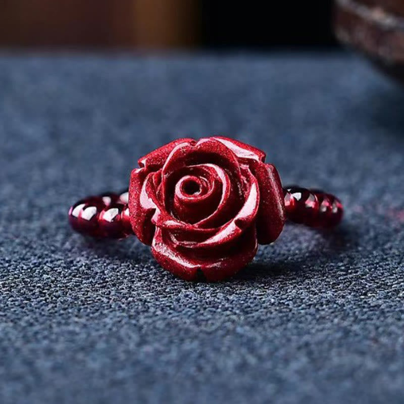 Cinnabar Rose Garnet Beads Concentration Ring