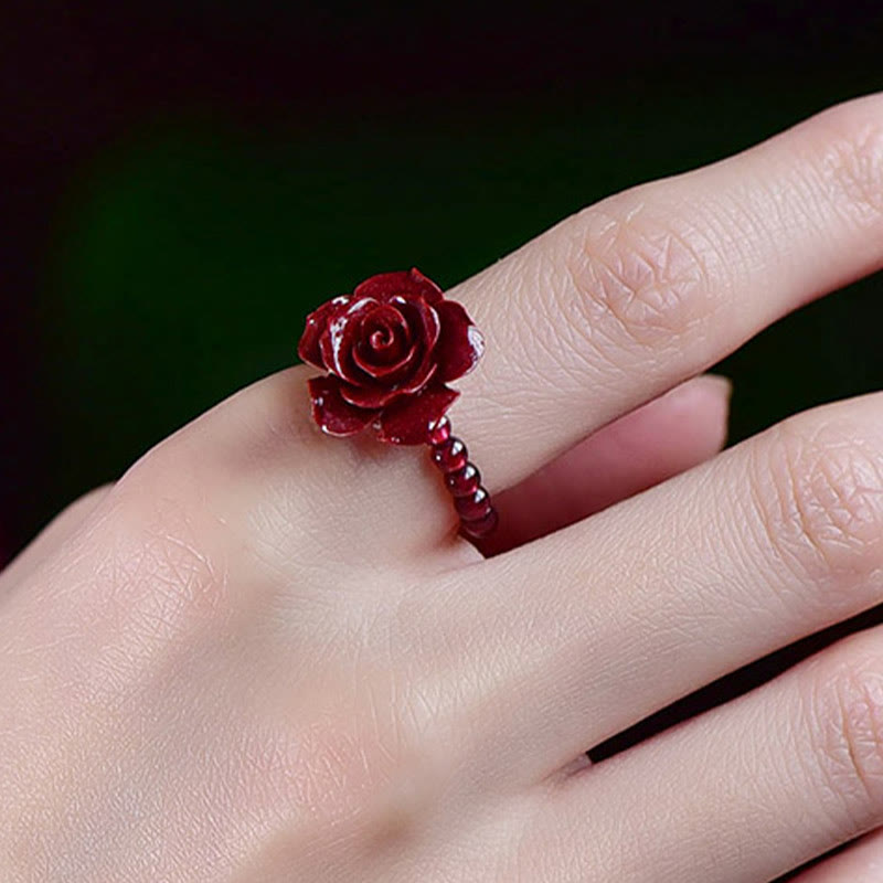 Cinnabar Rose Garnet Beads Concentration Ring