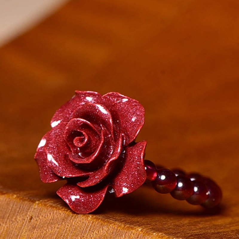 Cinnabar Rose Garnet Beads Concentration Ring