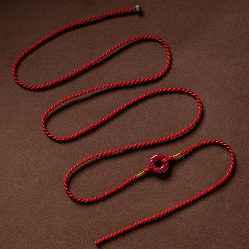 Natural Cinnabar Peace Buckle Blessing Red String Belly Chain