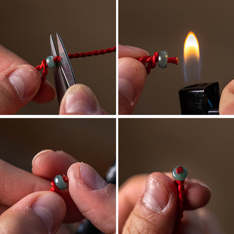Natural Cinnabar Peace Buckle Blessing Red String Belly Chain