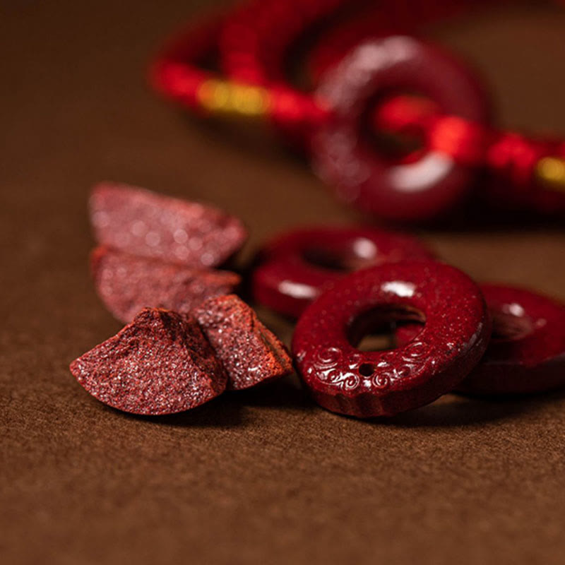 Natural Cinnabar Peace Buckle Blessing Red String Belly Chain