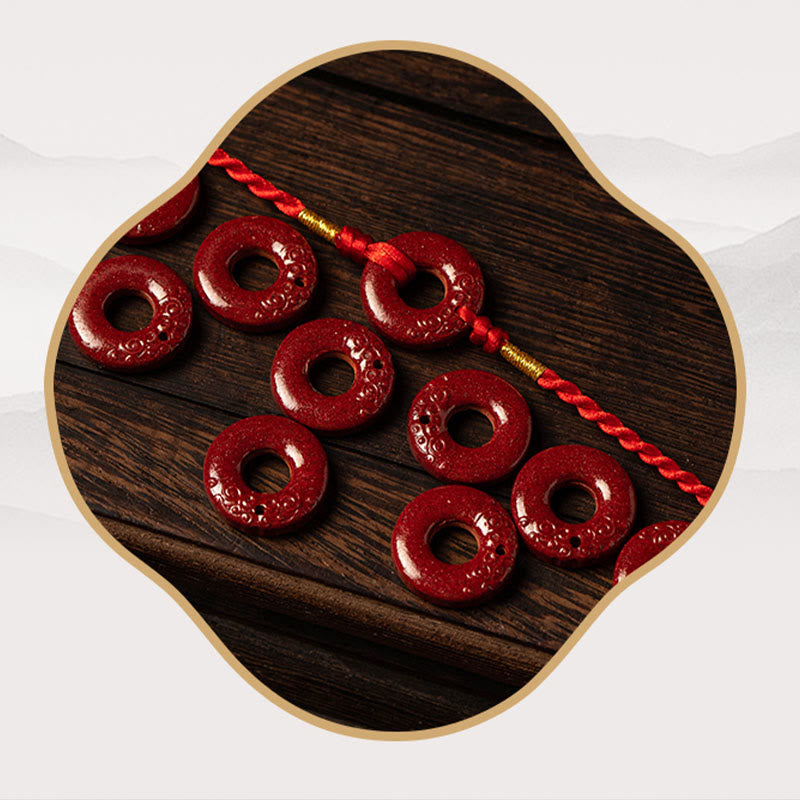 Natural Cinnabar Peace Buckle Blessing Red String Belly Chain