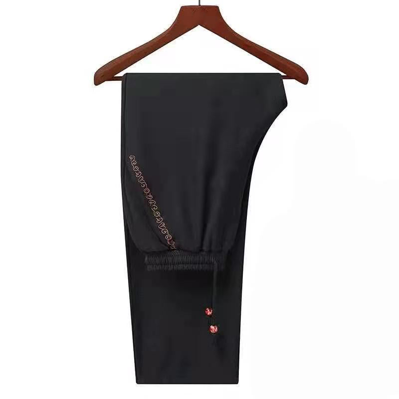 Embroider Dragon Turned Sleeves Casual Frog-button Polyester Fiber Men's Jacket Shirt Pants Clothing
