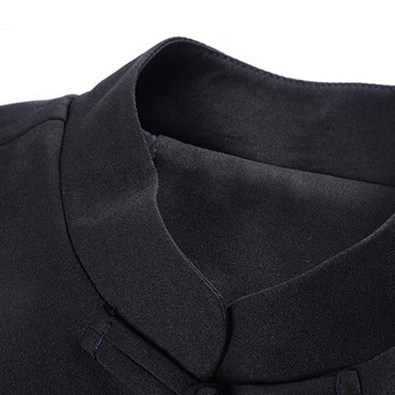 Dragon Embroidery Frog-button Polyester Men's Jacket Shirt Clothing With Pockets